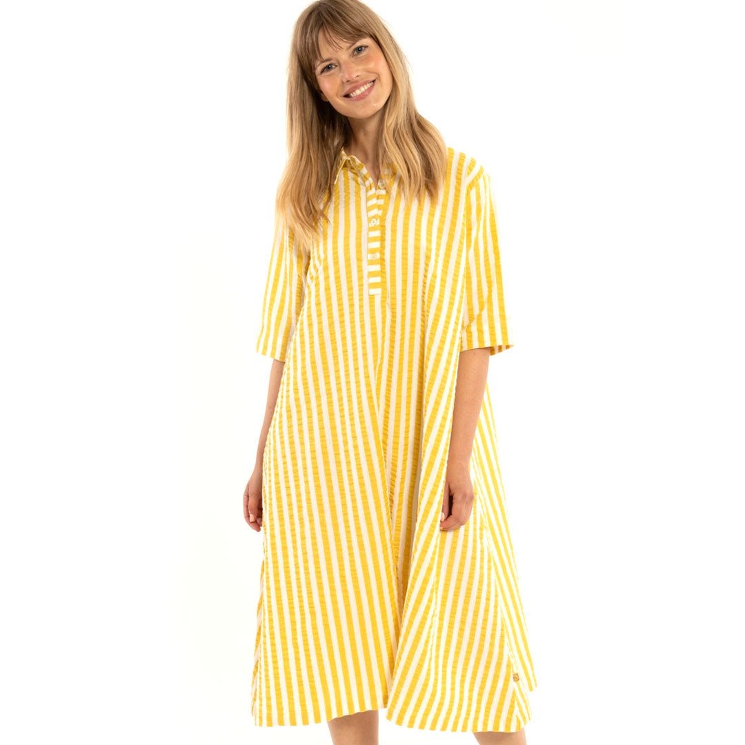 Yellow Stripe Seersucker Dress - ökenhem