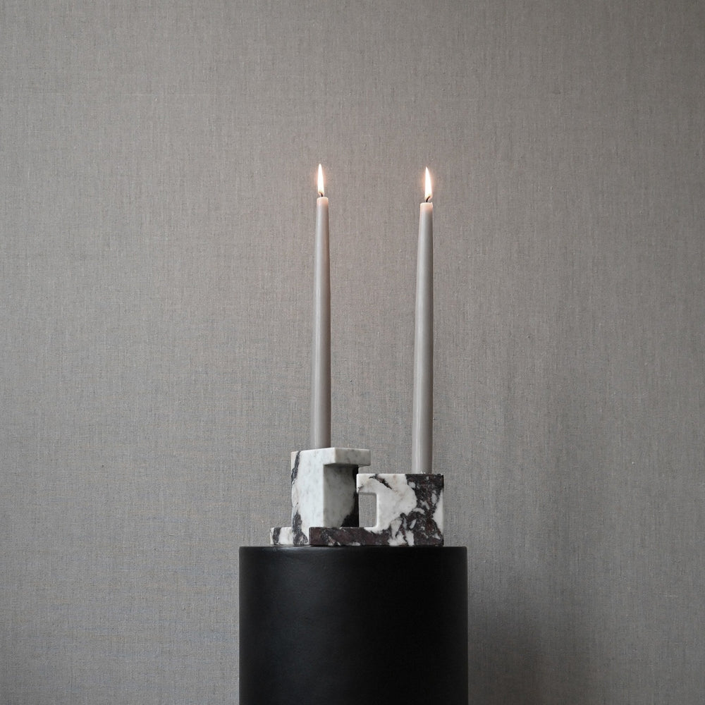 101 Copenhagen Brick Candle Holder, Tall - Calacatta - ökenhem