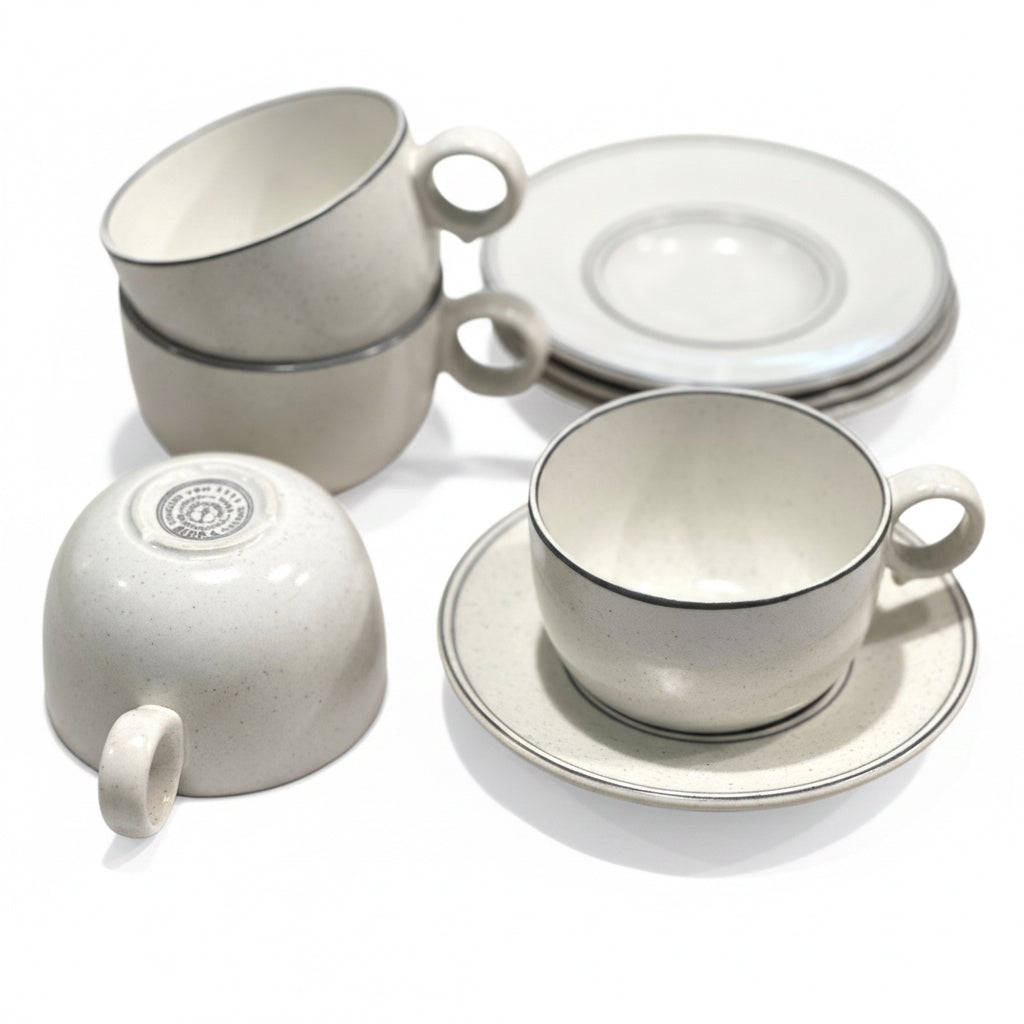 Stig Lindberg Gustavsberg Birka Cups and Saucers Set of 4