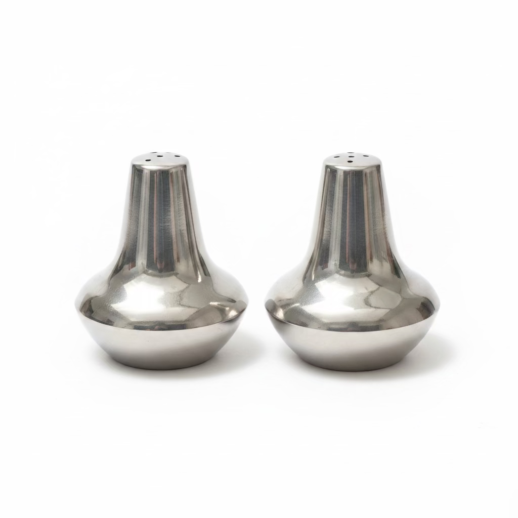Vintage Danish Modern Stainless Steel Salt and Pepper Shakers