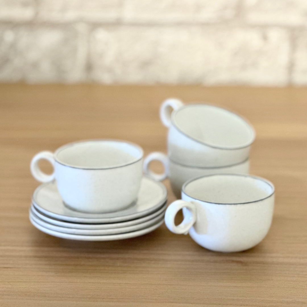 Stig Lindberg Gustavsberg Birka Cups and Saucers Set of 4