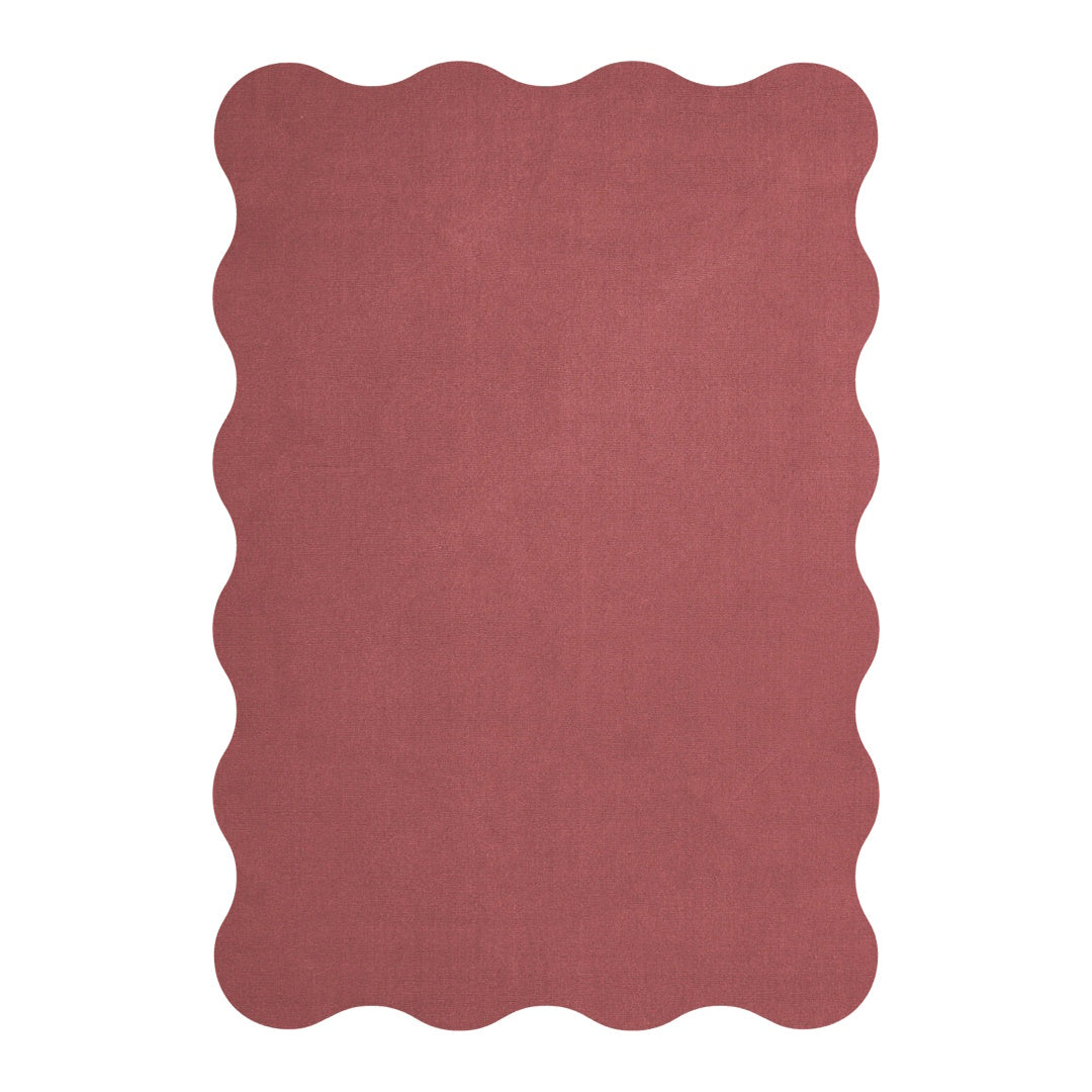 Scallop Wool Rug - Rosewood Red