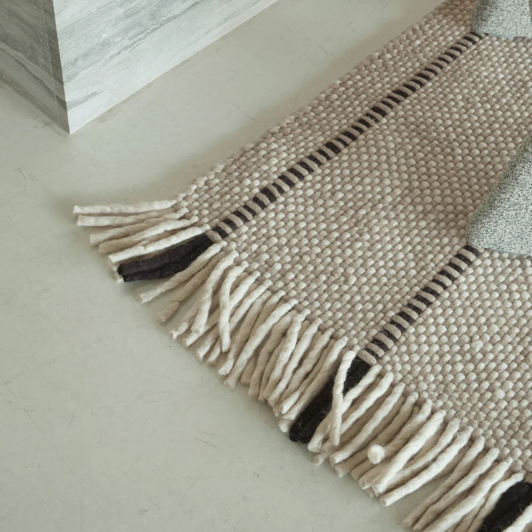 Massproductions Cord Wool Rug - Black &amp; White