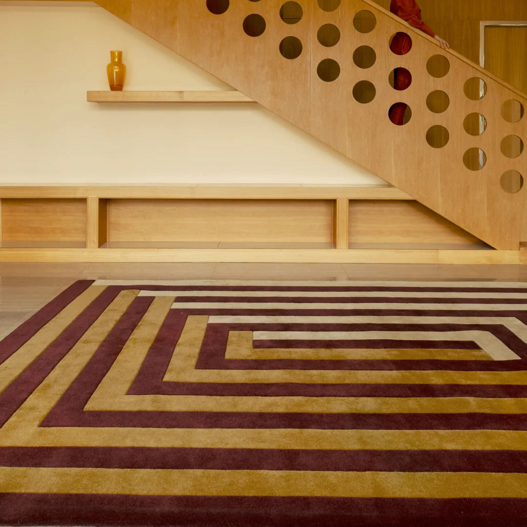 Teklan Labyrinth Wool Rug - Mulberry Sand