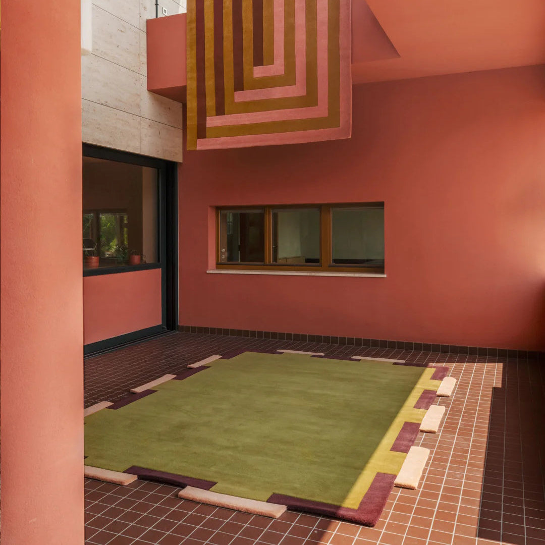 Teklan Fregio Wool Rug - Olive Blush