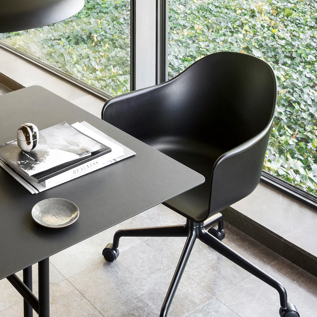 Harbour Arm Chair, Dining Height, Black Star Base w/Casters, Upholstered