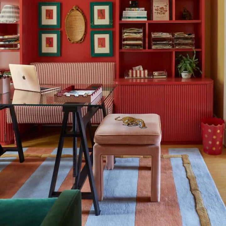 Alice Crawley Bamboo Forest Wool Rug - Blue Rust - ökenhem