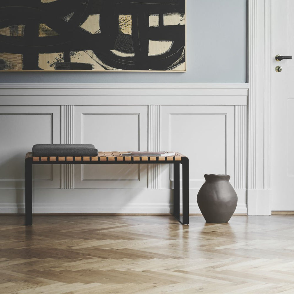 Bent Hansen Plaited Bench Grain Leather, Black - ökenhem