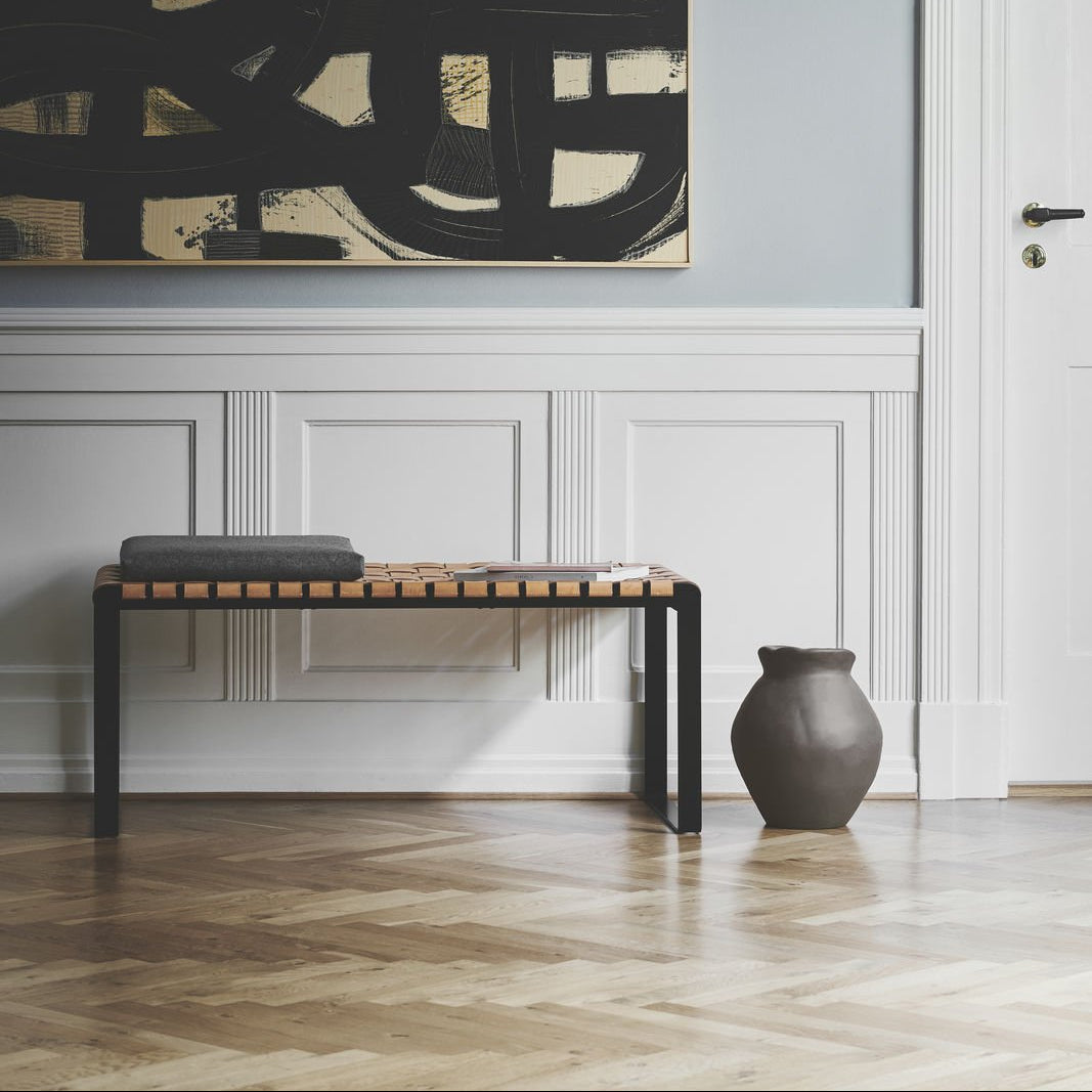 Bent Hansen Plaited Bench Grain Leather, Black - ökenhem