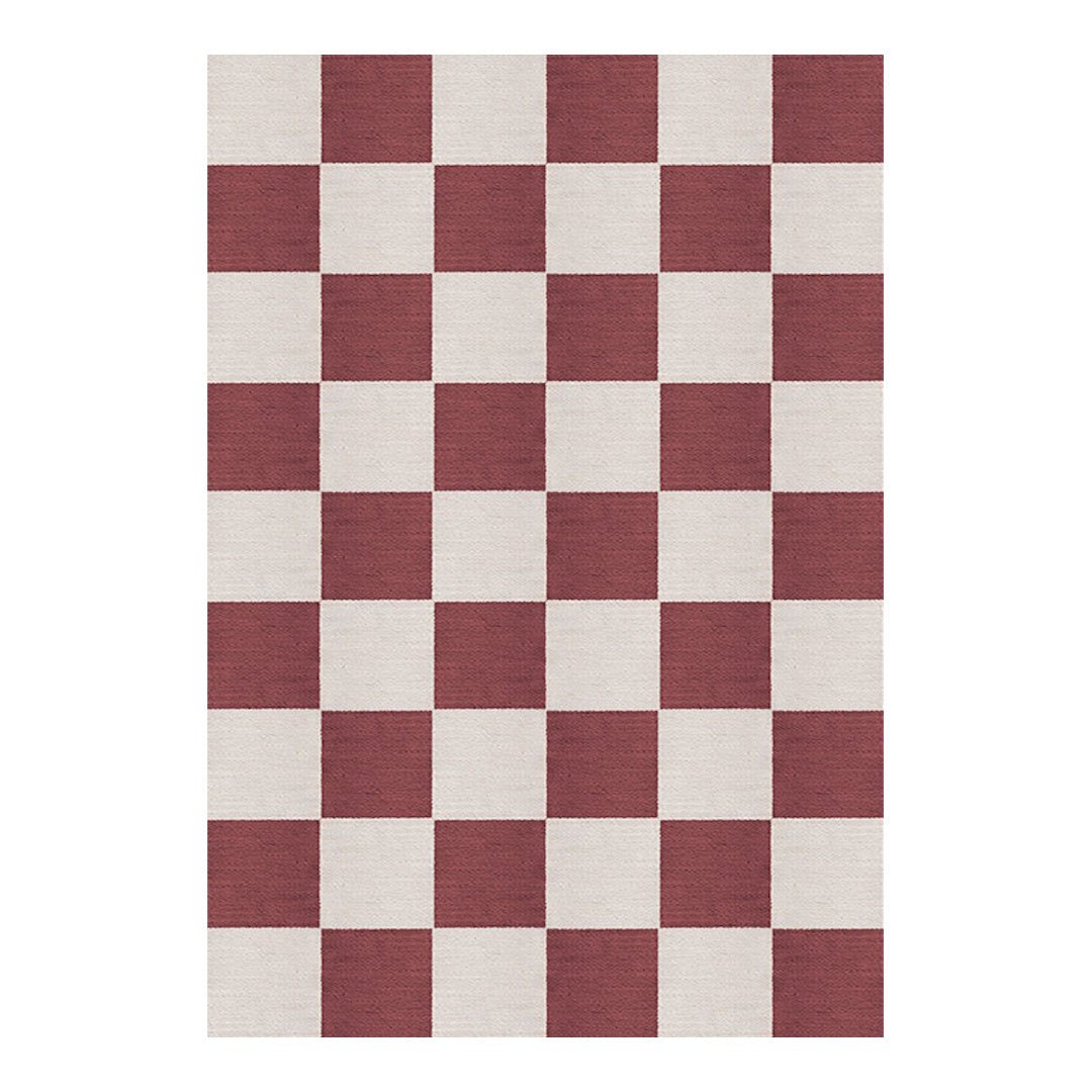 Chess Wool Rug - Burgundy - ökenhem