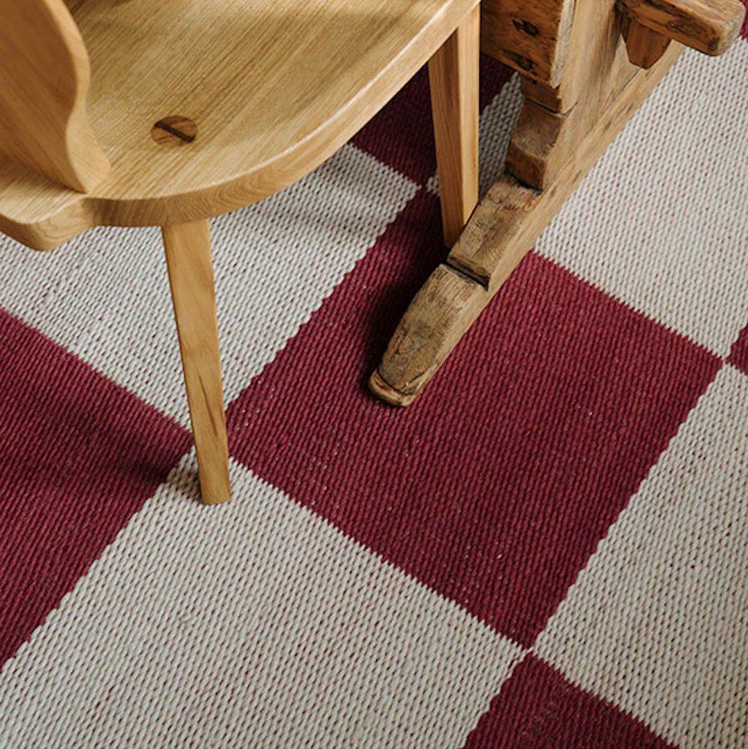 Chess Wool Rug - Burgundy - ökenhem