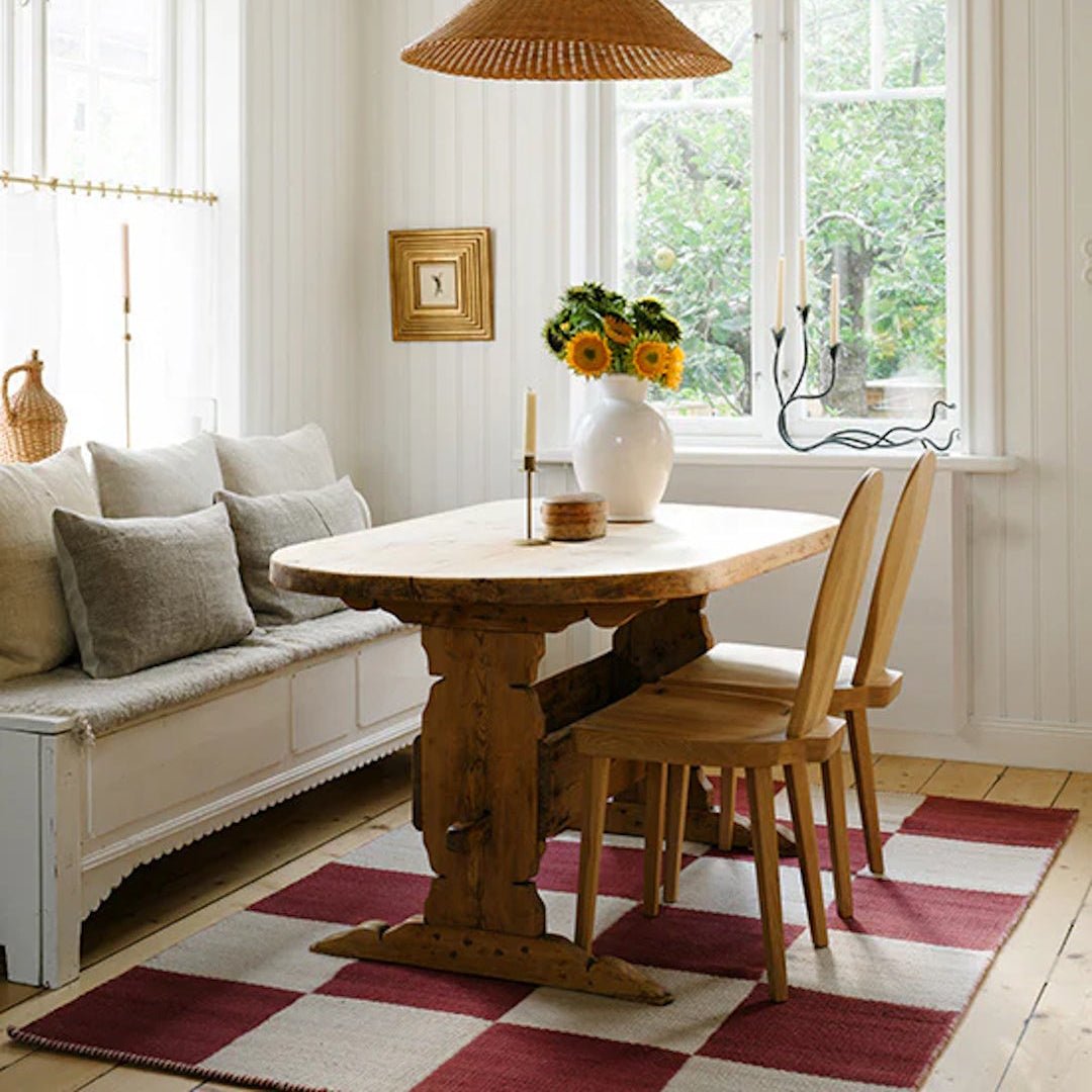 Chess Wool Rug - Burgundy - ökenhem