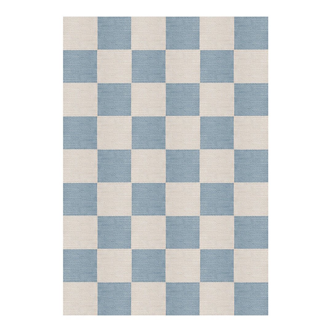 Chess Wool Rug - Cornflower Blue - ökenhem