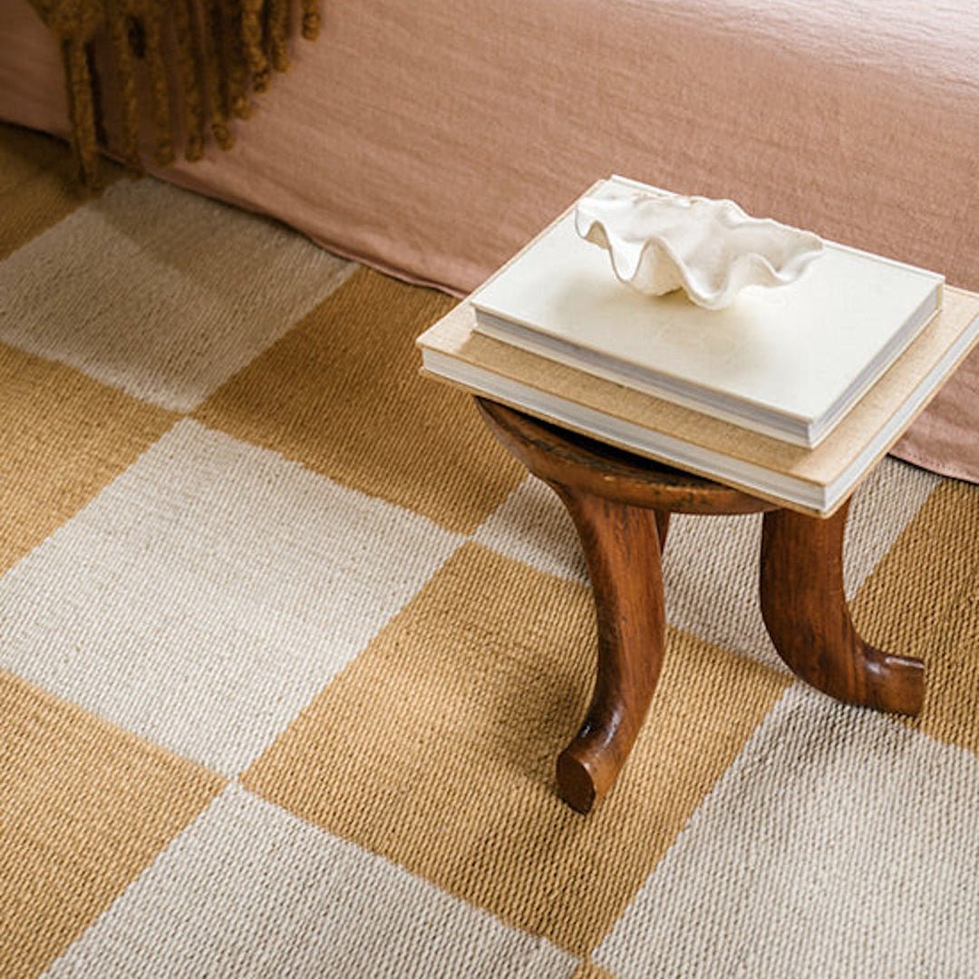 Chess Wool Rug - Harvest Yellow - ökenhem