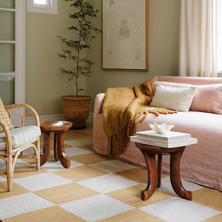 Chess Wool Rug - Harvest Yellow - ökenhem