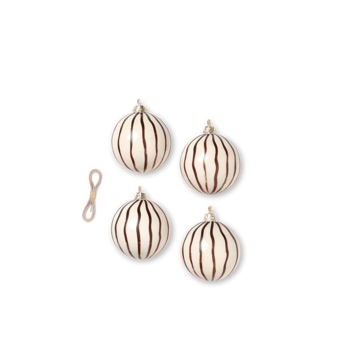 Christmas Glass Ornaments - Lines - Set of 4 - ökenhem
