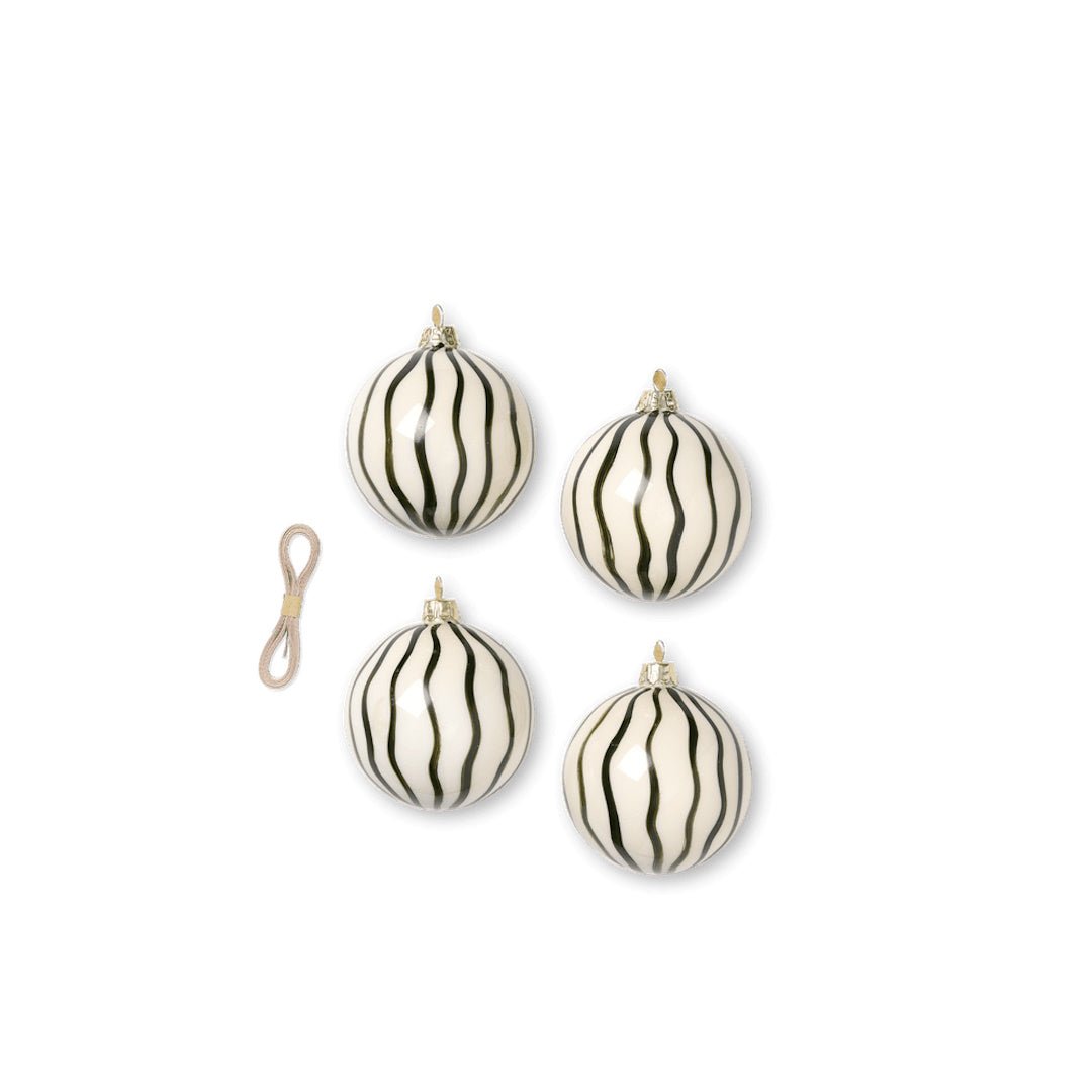 Christmas Glass Ornaments - Lines - Set of 4 - ökenhem