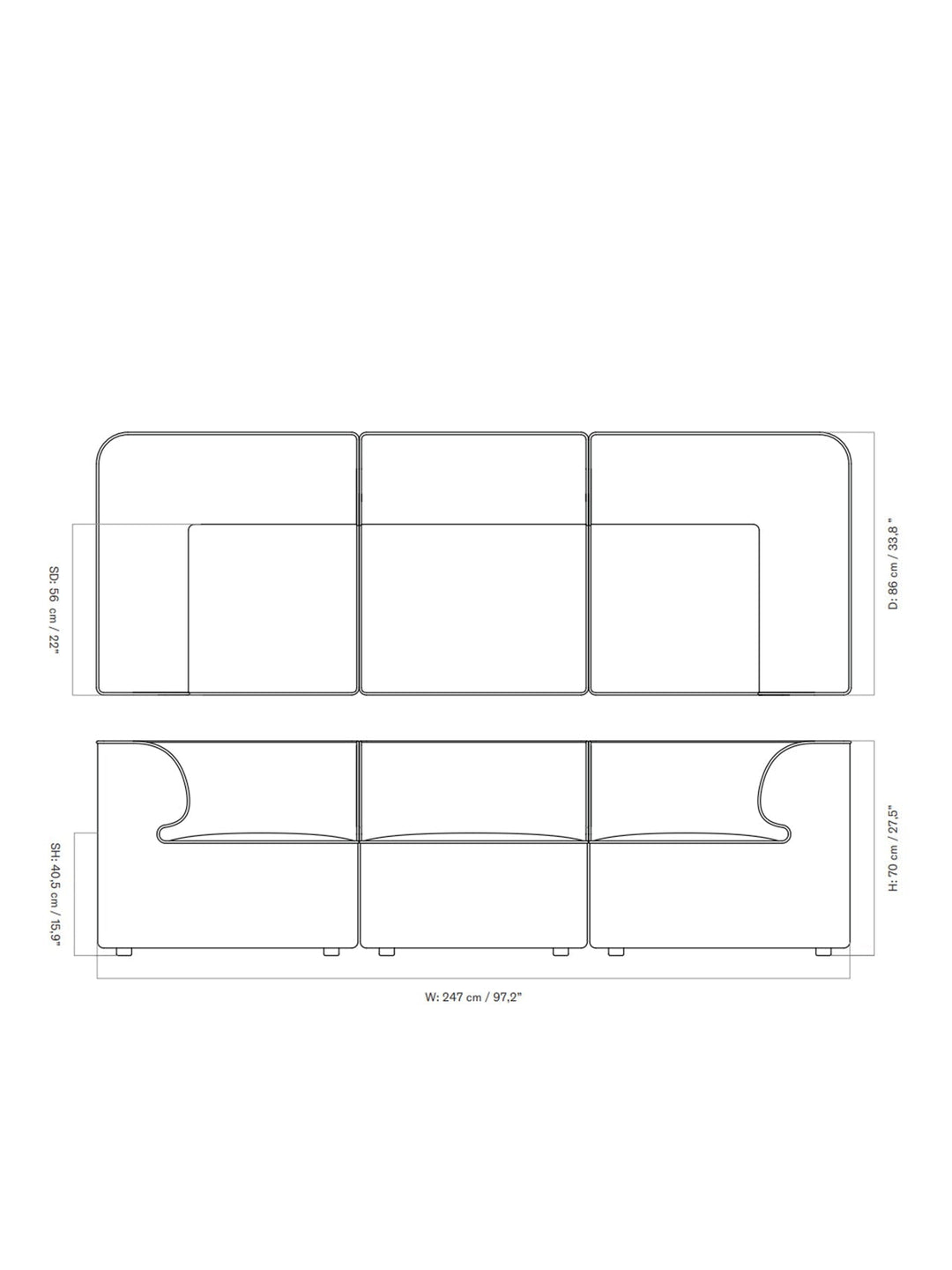 Eave Modular Sofa, 3 - seater, Configuration 2 - ökenhem