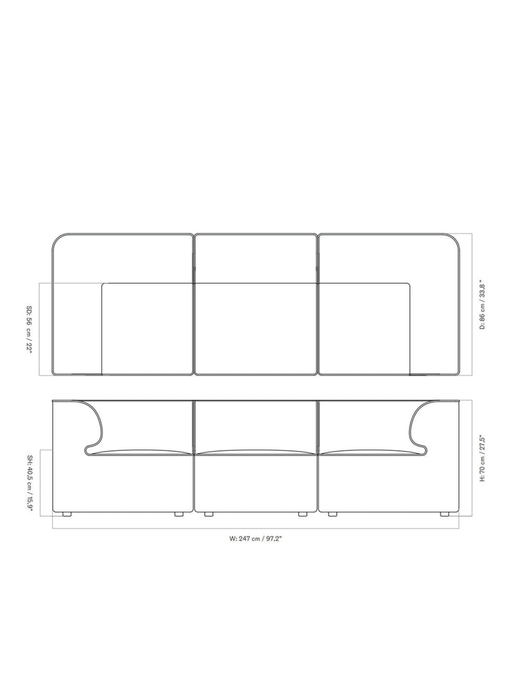 Eave Modular Sofa, 3 - seater, Configuration 2 - ökenhem