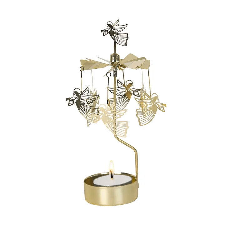 Flying Angels Rotary Candle Holder in Gold