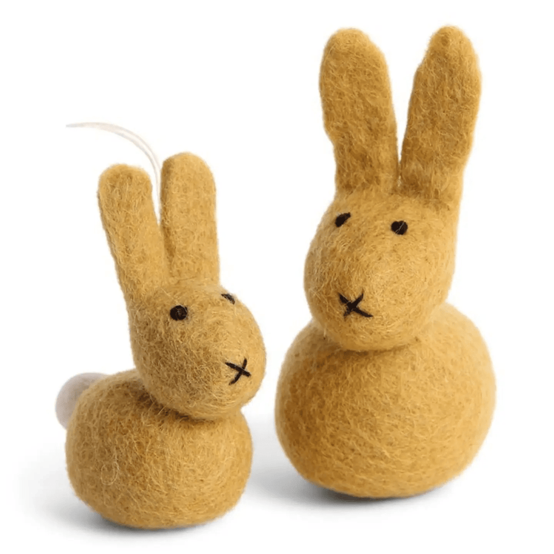 Handmade Felt Ochre Bunny Set - ökenhem