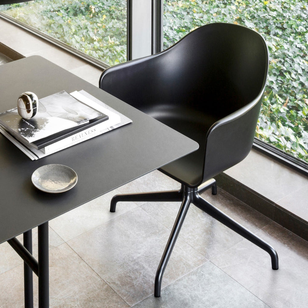 Harbour Arm Chair, Dining Height, Black Star Base w/Swivel, Upholstered - ökenhem