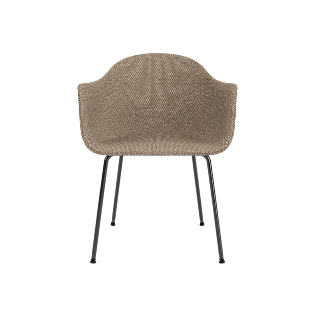 Harbour Arm Chair, Dining Height, Black Steel Base, Upholstered - ökenhem
