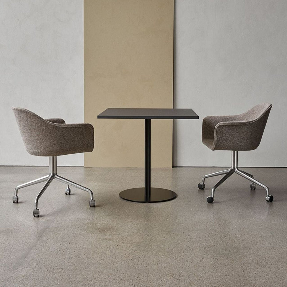 Harbour Arm Chair, Dining Height, Polished Aluminum Star Base w/Casters, Upholstered - ökenhem