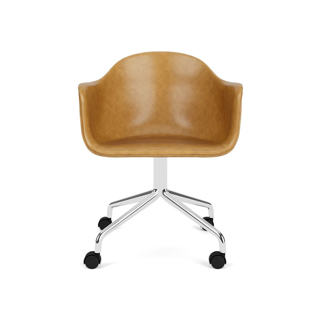 Harbour Arm Chair, Dining Height, Polished Aluminum Star Base w/Casters, Upholstered - ökenhem