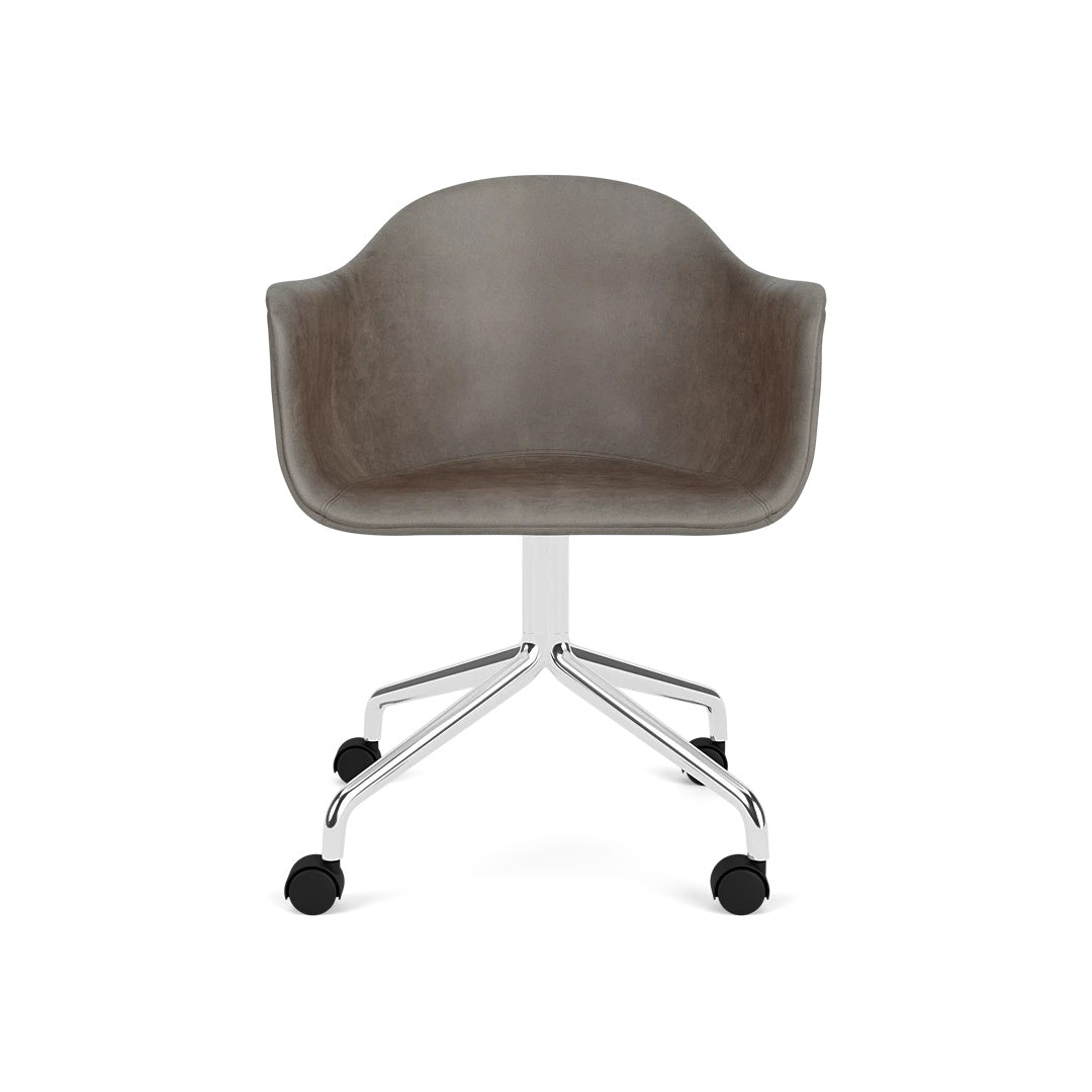Harbour Arm Chair, Dining Height, Polished Aluminum Star Base w/Casters, Upholstered - ökenhem