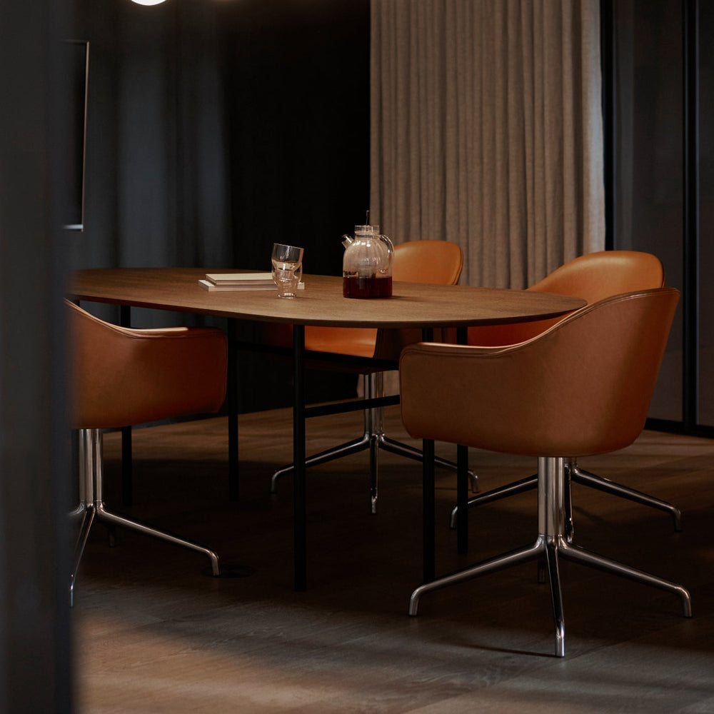 Harbour Arm Chair, Dining Height, Polished Aluminum Star Base w/Swivel, Upholstered - ökenhem