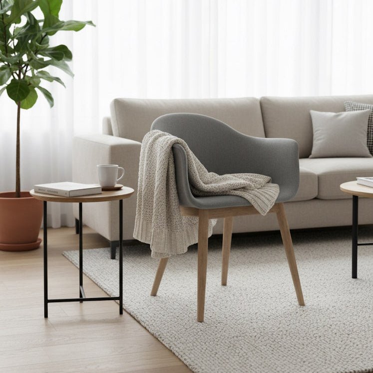 Harbour Dining Chair, Natural Oak, 0120 (Grey), Divina Melange - ökenhem