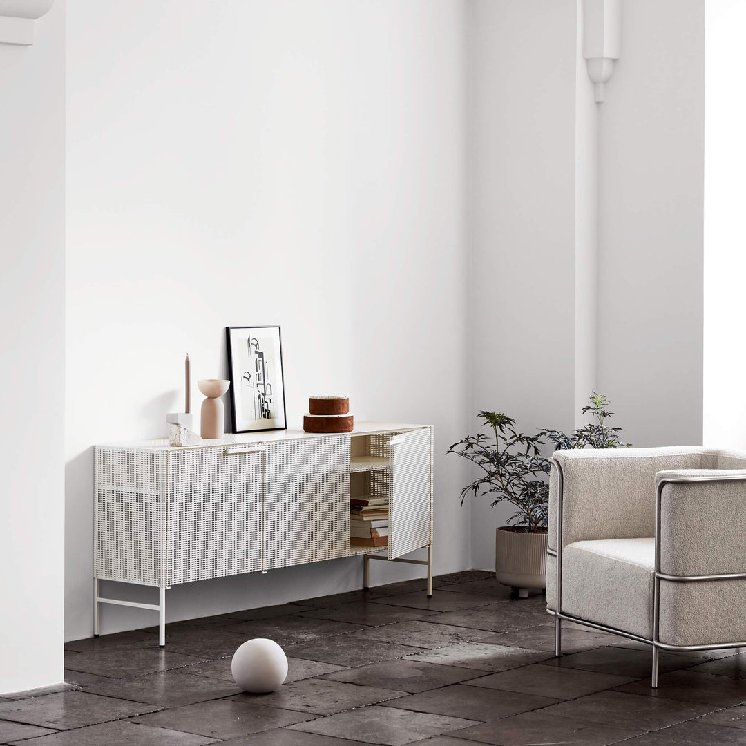 Kristina Dam Studio Grid Sideboard, Beige Powder-Coated Steel