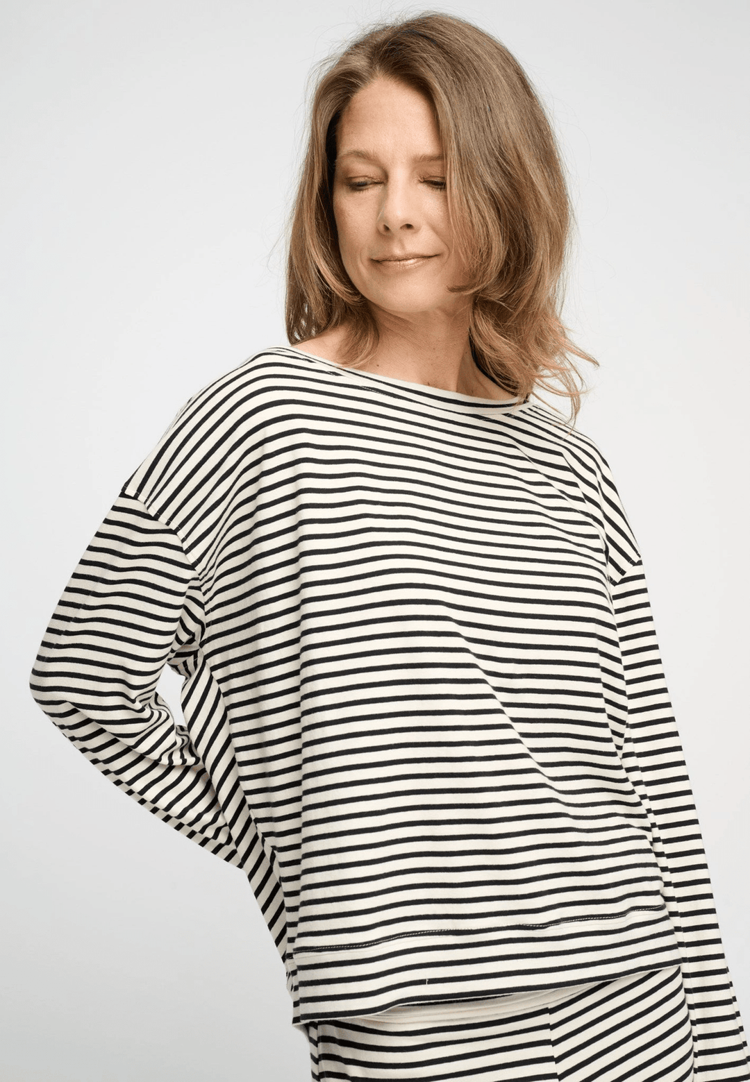 Moments Black Striped Cotton Top - ökenhem