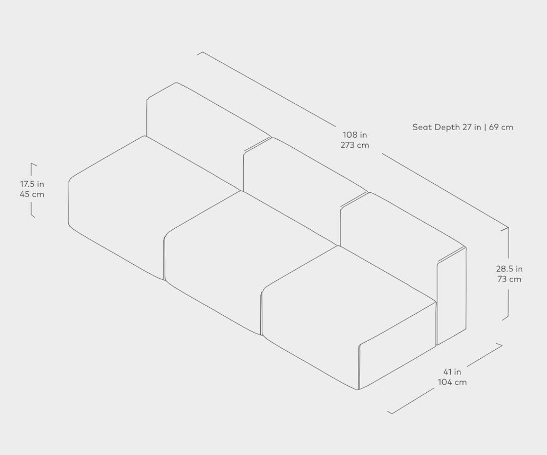 Nest Modular 3 - PC Armless Sofa - ökenhem