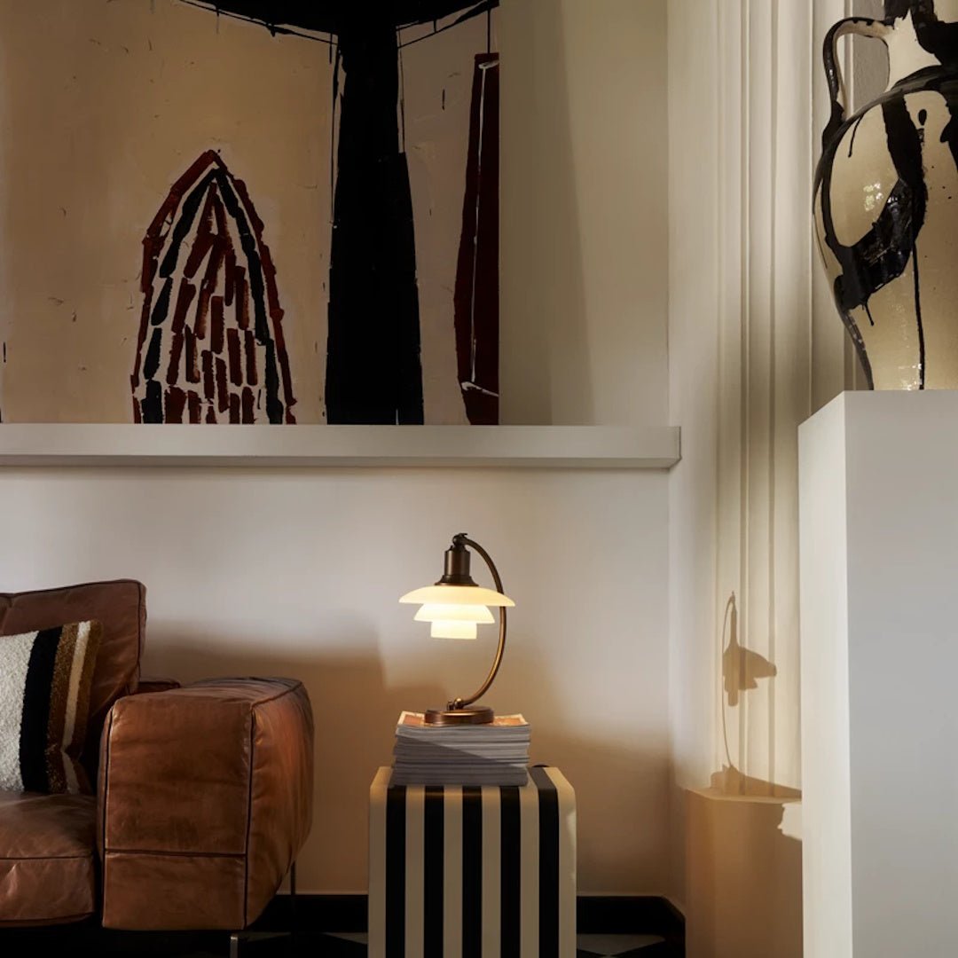 PH 2/2 Luna Aged Brass Opal Table Lamp - ökenhem