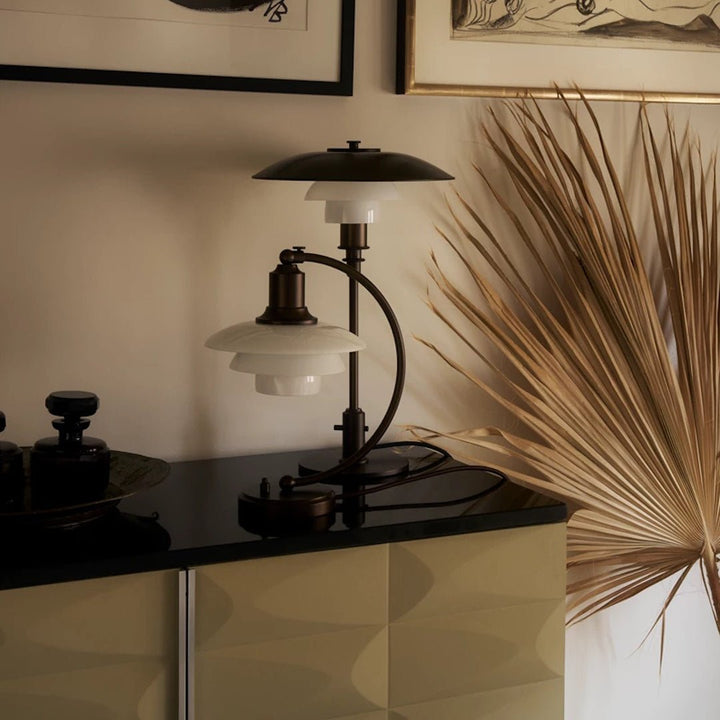 PH 2/2 Luna Aged Brass Opal Table Lamp - ökenhem