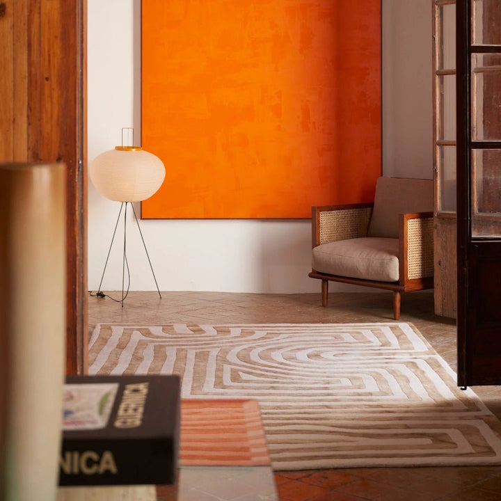 Psychedelic Labyrinth Beige Dip Dye Rug - ökenhem