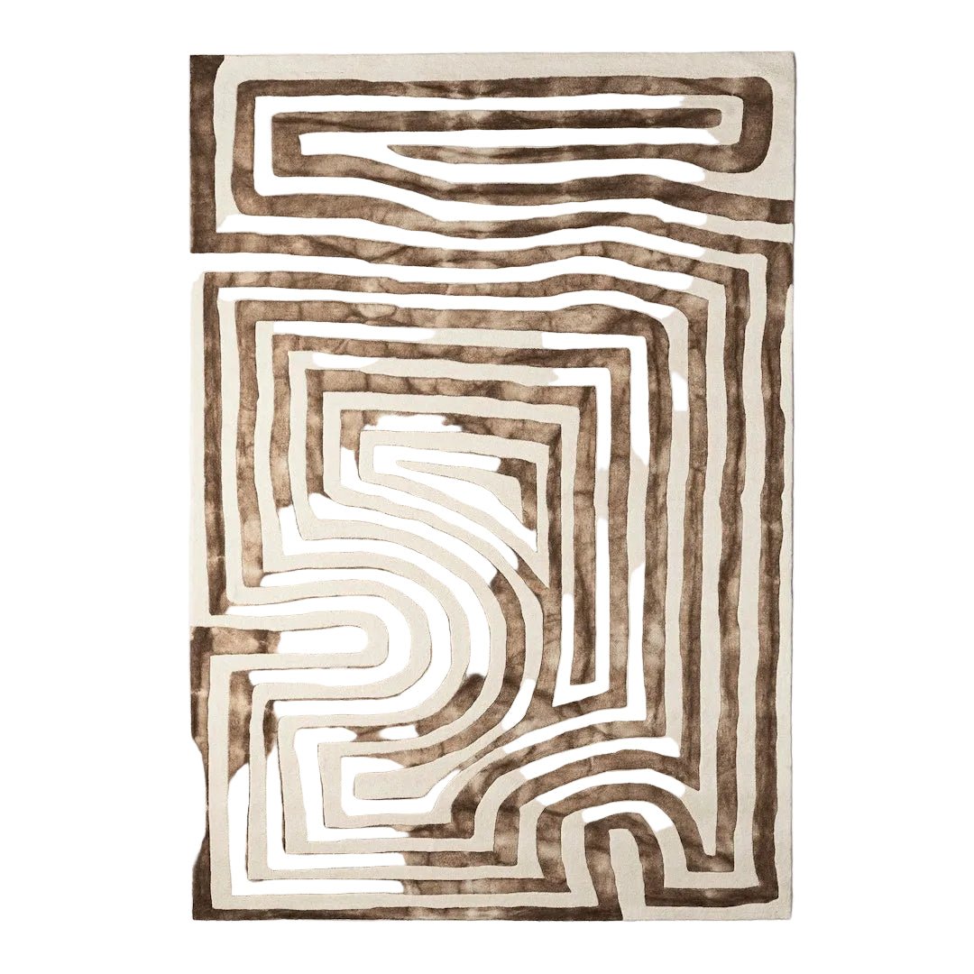 Psychedelic Labyrinth Beige Dip Dye Rug - ökenhem