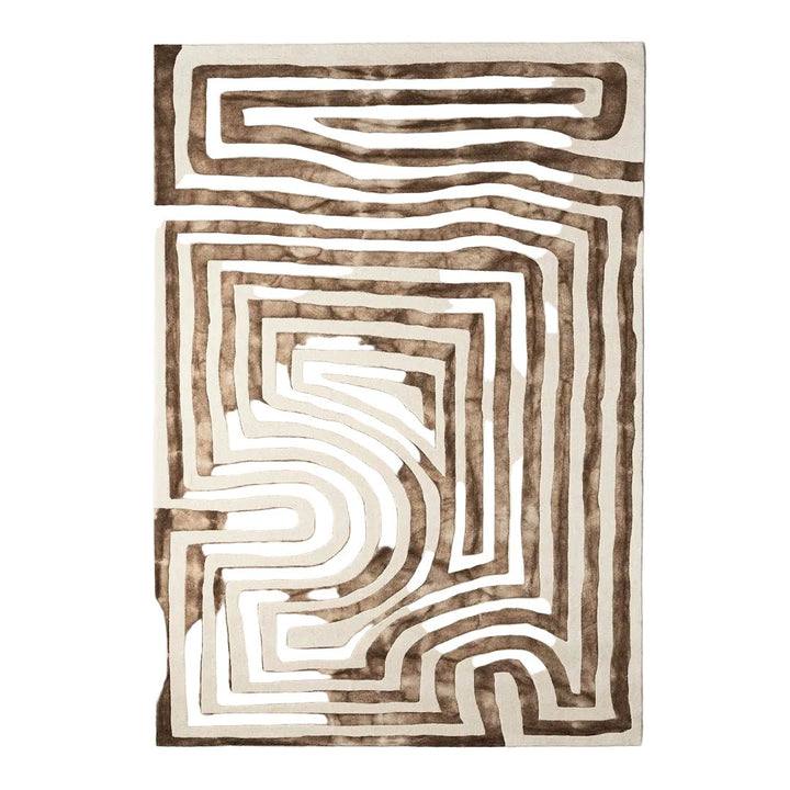 Psychedelic Labyrinth Beige Dip Dye Rug - ökenhem