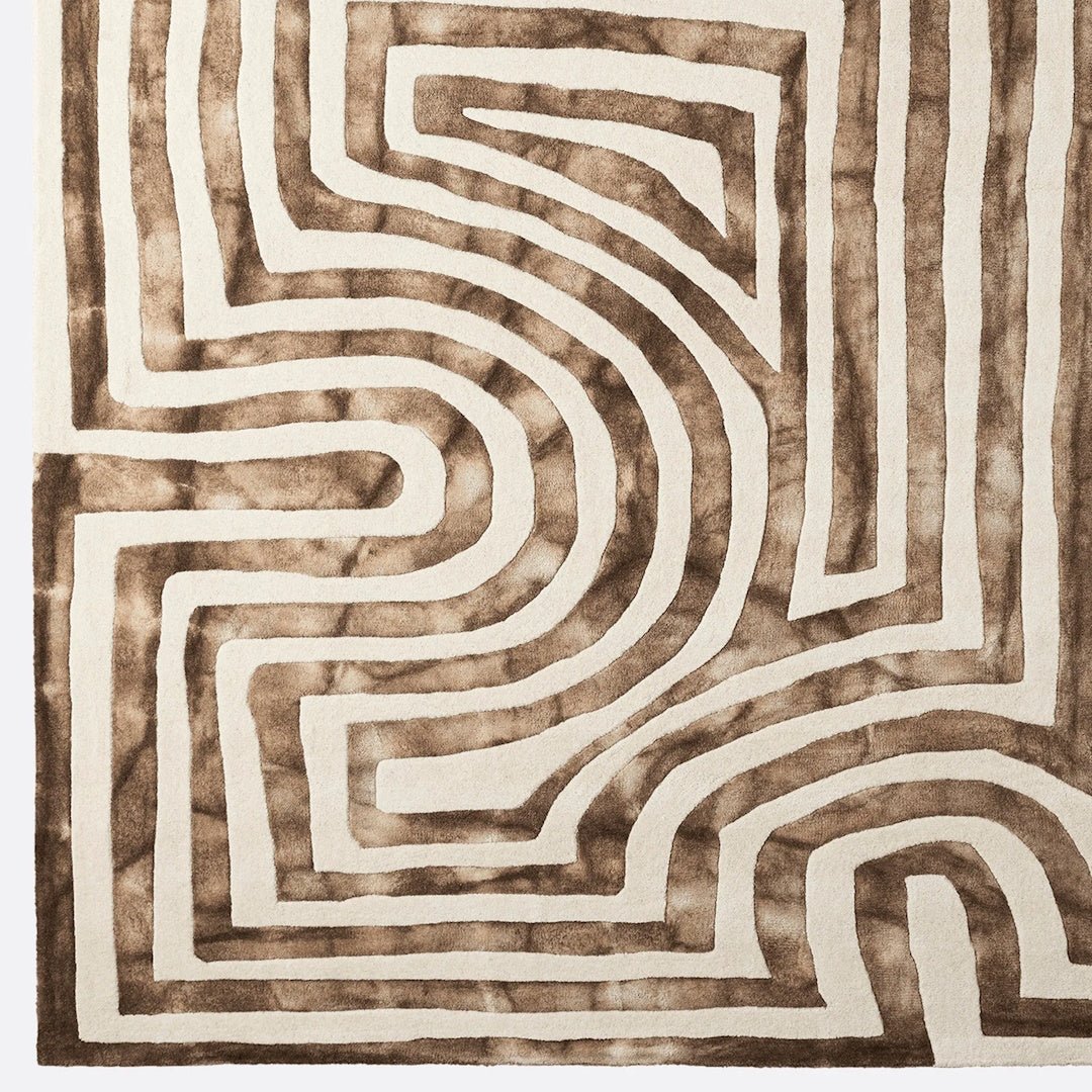 Psychedelic Labyrinth Beige Dip Dye Rug - ökenhem