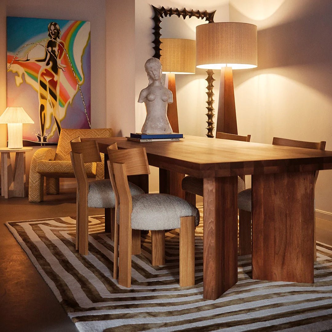 Psychedelic Labyrinth Beige Dip Dye Rug - ökenhem