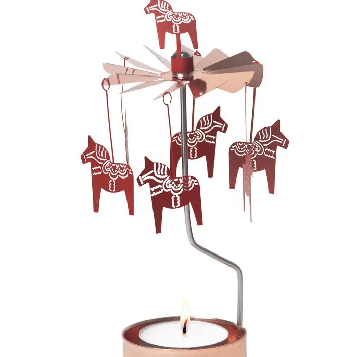 Red Dala Horse Tree Rotary Candle Holder