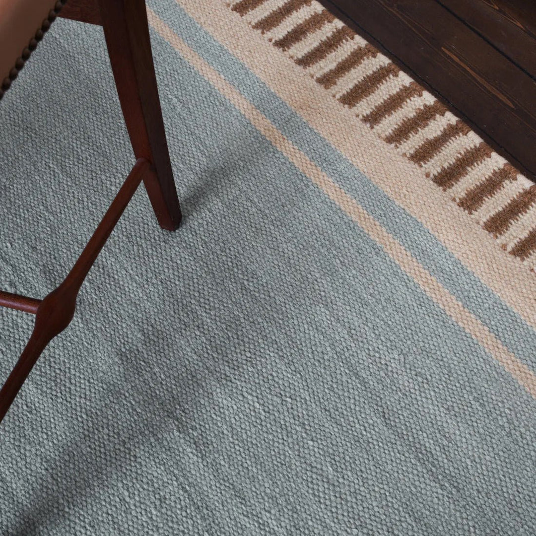 Röllakan Solid Wool Rug - Sky Blue - ökenhem