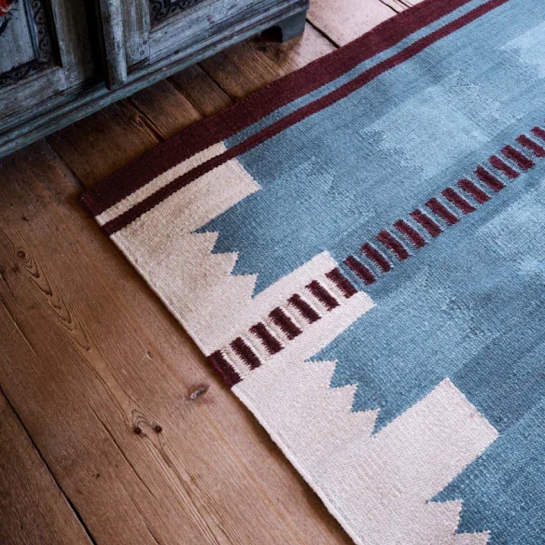 Rollakan Iris Wool Rug - Petrol - ökenhem