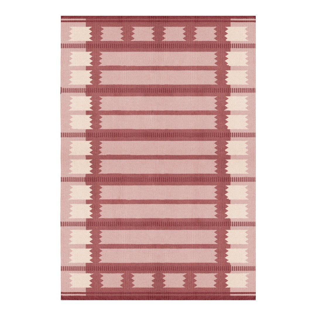 Rollakan Iris Wool Rug - Raspberry - ökenhem
