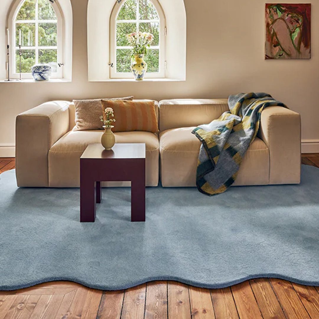 Scallop Wool Rug - Soft Blue - ökenhem