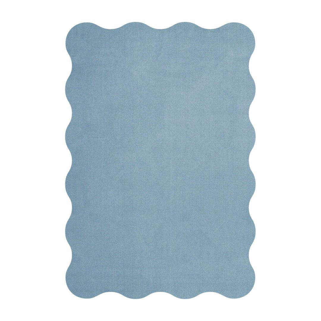 Scallop Wool Rug - Soft Blue - ökenhem