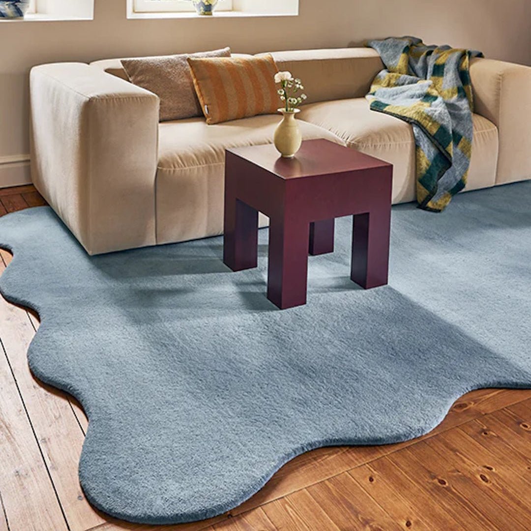 Scallop Wool Rug - Soft Blue - ökenhem