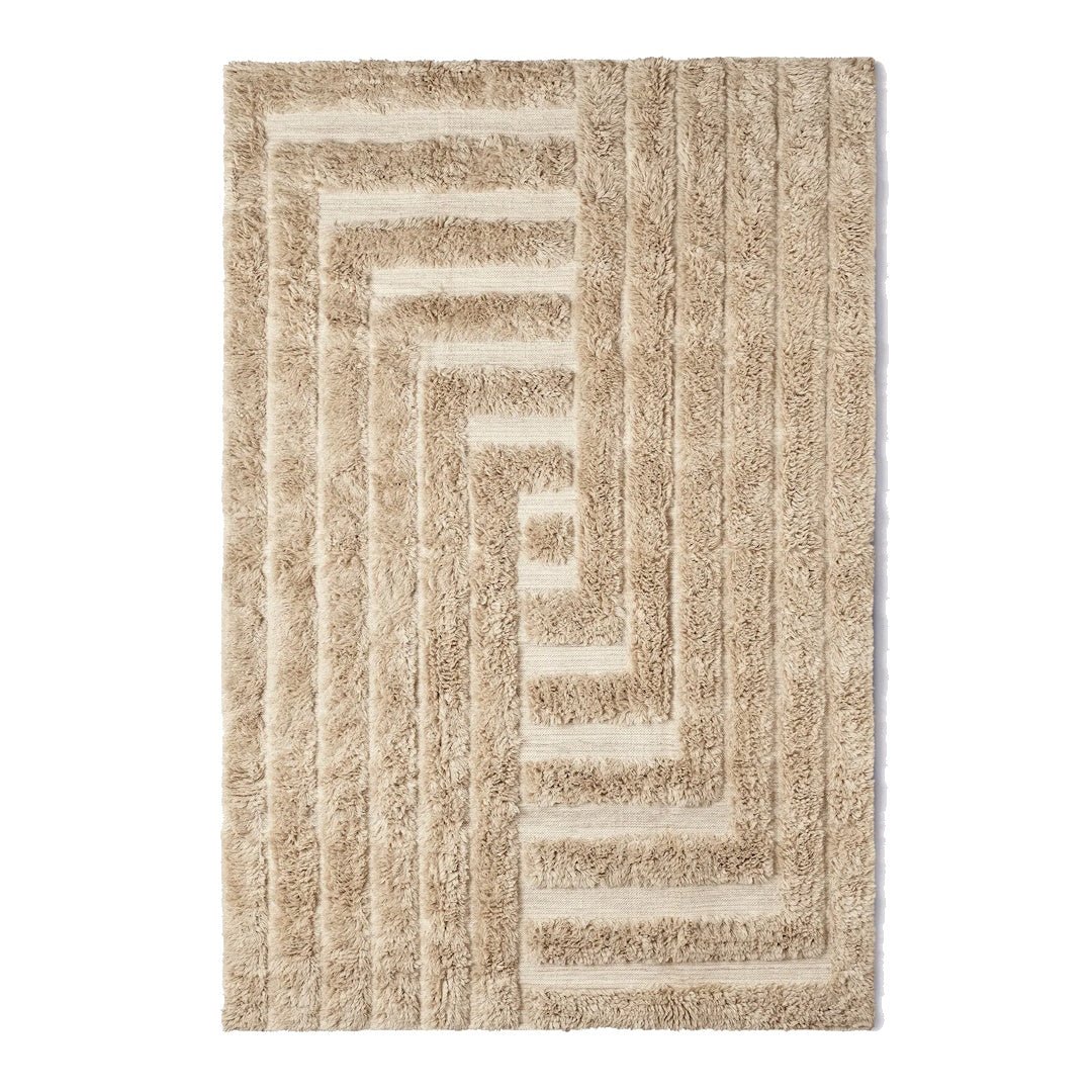 Shaggy Labyrinth Beige Rug - ökenhem